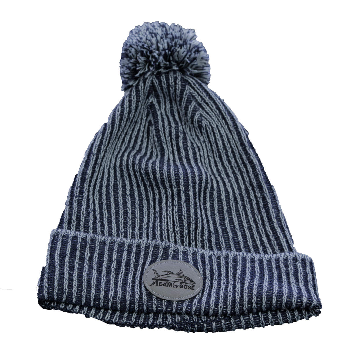 TEAM GOOSE VERTICAL RIB CUFF BEANIE WITH POM