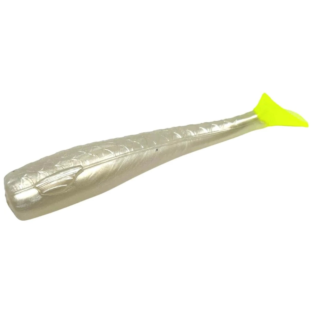 RonZ 6 Replacement Z-Fin Paddletails Pearl w/ Chartreuse Tail