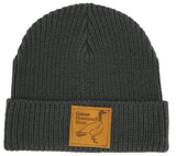 GOOSE LEATHER PATCH KNIT BEANIE